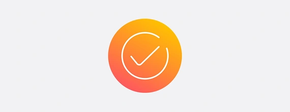 Orange gradient icon of a check mark