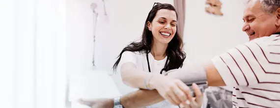 Nurse checking blood pressure
