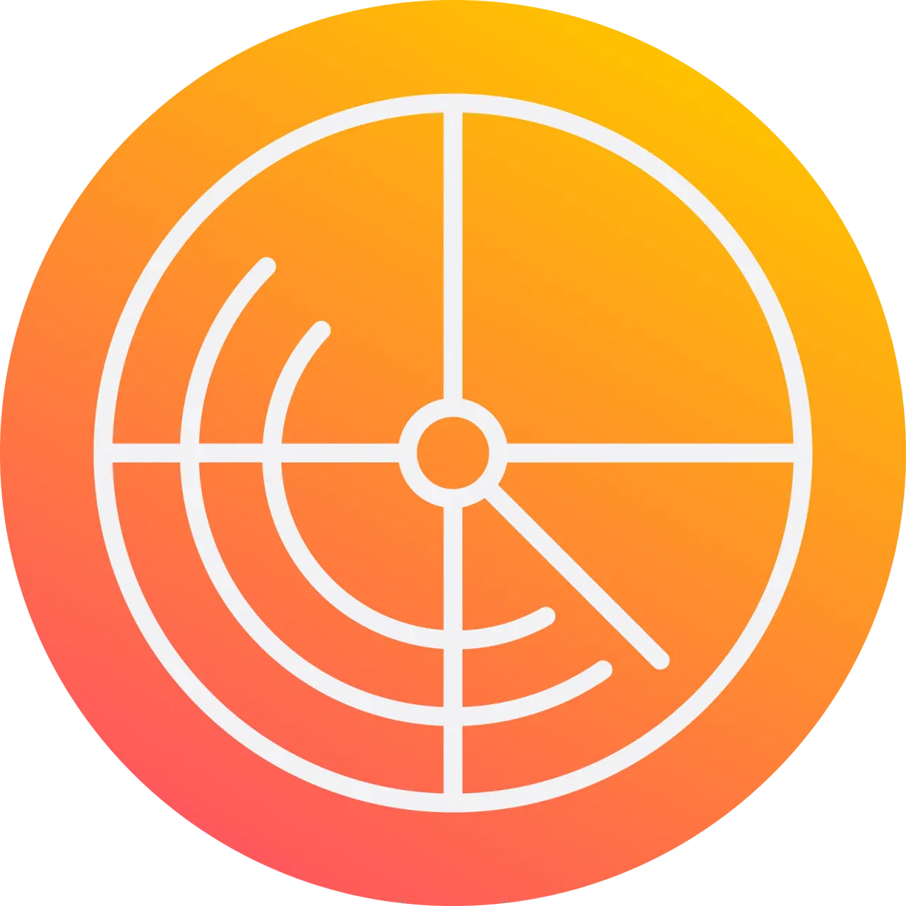 Orange gradient icon of a radar
