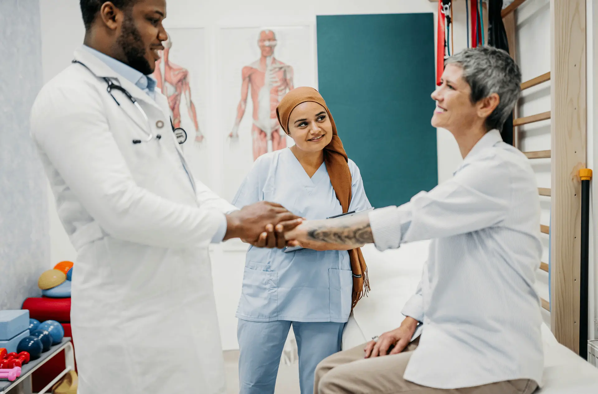 Doctor checking patient's blood pressure