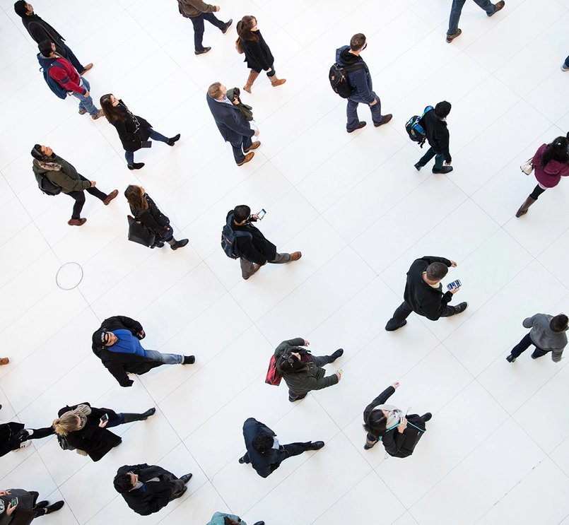 Bird's Eye View of People Walking