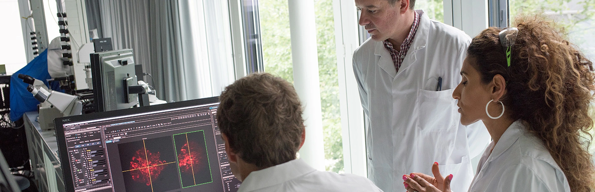 A team discusses data points 