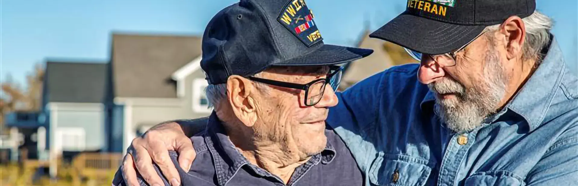 Two US military veterans embrace