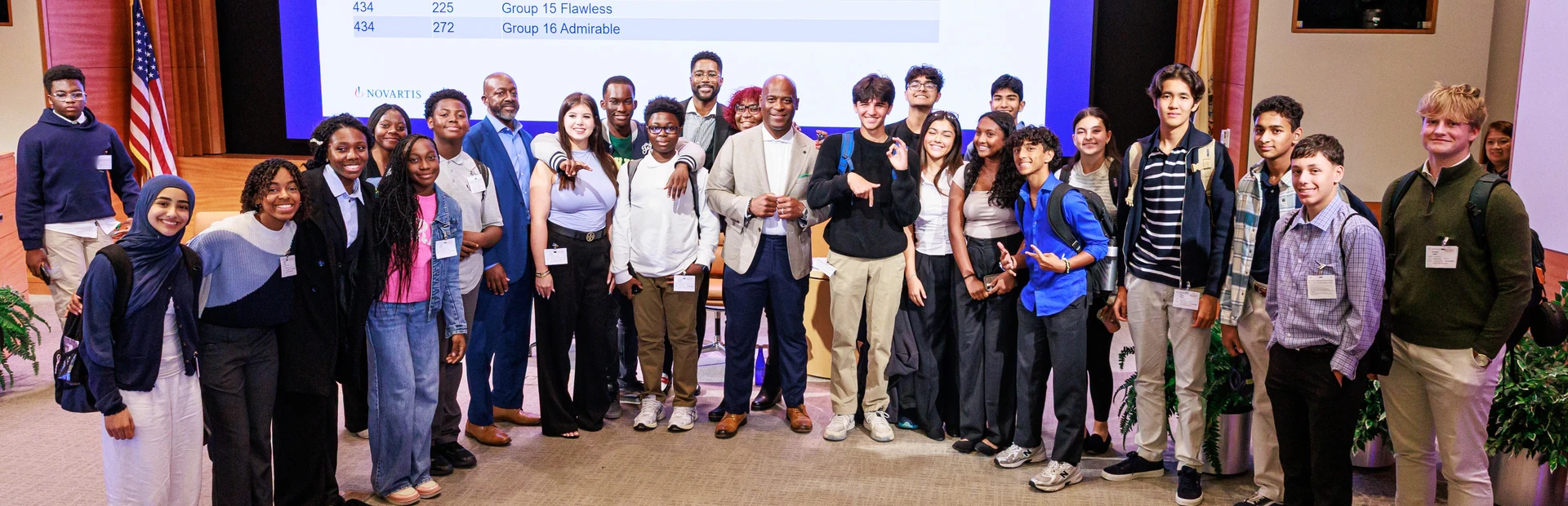 students and mentors celebrating