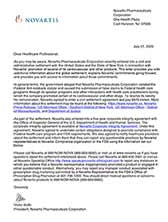 Letter to HCPs
