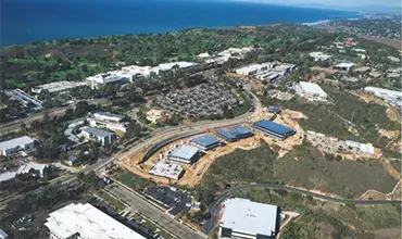 Aerial view of original campus nearly completion, circa 2001
