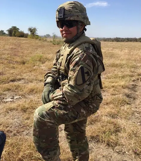 A Novartis employee and Veteran, Matt Baca, featured during his time in the military.